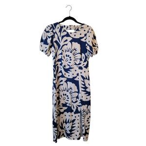 Boden Women's End Of Summer Navy Blue & White Floral Knit Midi Dress Size 8P